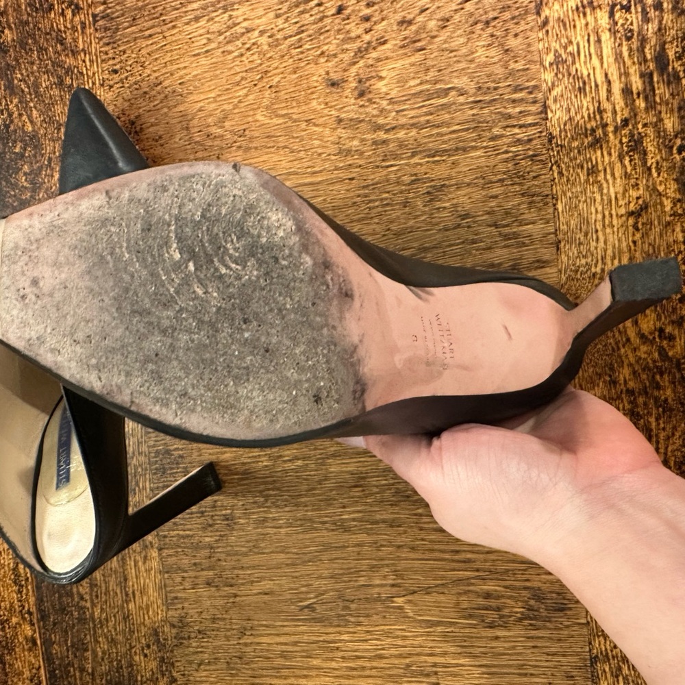 Stuart Weitzman Black Leather Mules - Picture 3 of 9